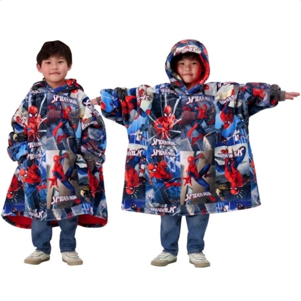 Marvel Kids Spider-Man Hooded One-Piece Poncho - Blue Red